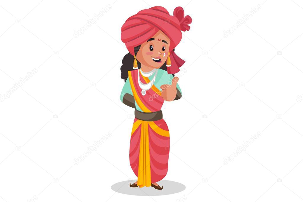 Rani Lakshmibai is showing thumbs up. Vector graphic illustration. Individually on a white background.