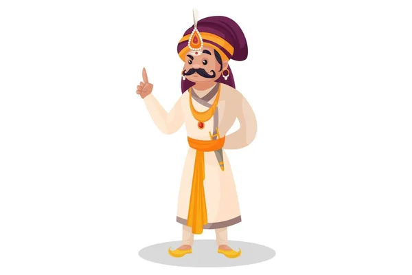 Prithviraj Chauhan Pekar Finger Och Ger Instruktioner Vektor Grafisk Illustration — Stock vektor