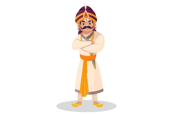 Prithviraj Chauhan Está Pie Con Los Brazos Cruzados Ilustración Gráfica — Vector de stock