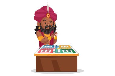 Shakuni zar oyunu oynuyor. Vektör grafik çizimi. Beyaz arka planda tek başına.