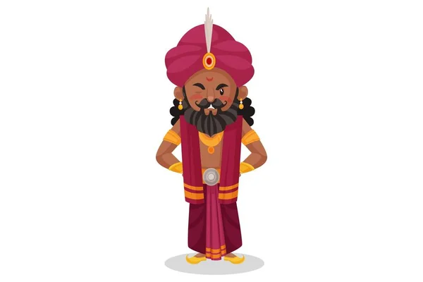 Shakuni Angry Standing Hands His Waist Vector Graphic Illustration Individually — Stock Vector