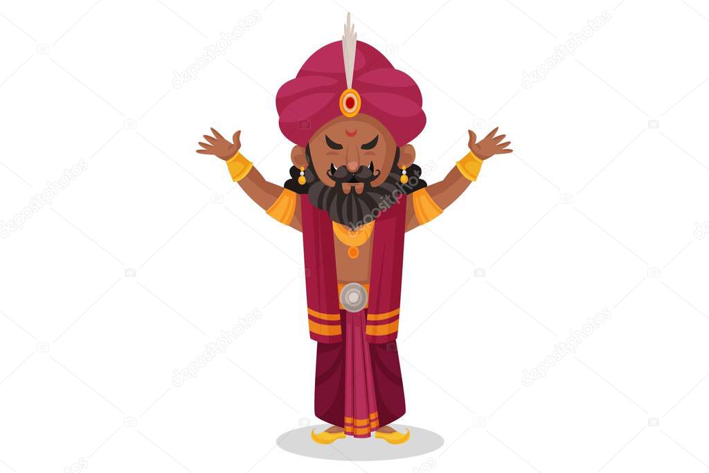 Shakuni is laughing loudly. Vector graphic illustration. Individually on a white background.