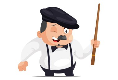 Müdürün elinde sopa var. Vektör grafik çizimi. Tek tek beyaz arkaplanda.