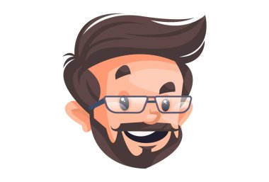 İş adamının gülen bir yüzü var. vektör grafik çizimi. Beyaz arka planda tek başına.