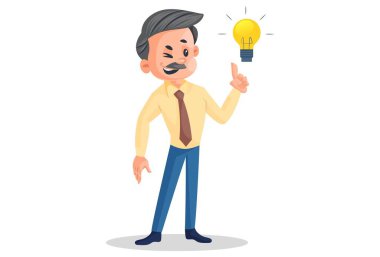 İş adamının bir fikri var. Vektör grafik çizimi. Beyaz arka planda tek başına.