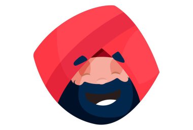 Punjab 'lı esnaf gülen suratlı. Vektör grafik çizimi. Beyaz arka planda tek başına.