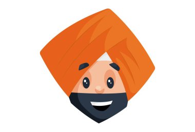 Punjab 'lı adam şaşırtıcıdır. Vektör grafik çizimi. Beyaz arka planda tek başına.