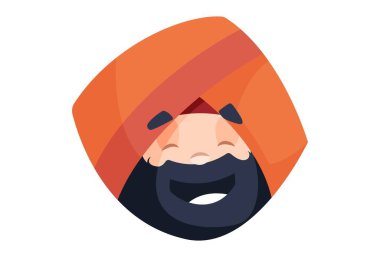 Punjab 'lı esnaf gülen suratlı. Vektör grafik çizimi. Beyaz arka planda tek başına.