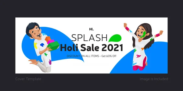 Splash Holi Festival Penjualan Template Penutup Ilustrasi Grafis Vektor - Stok Vektor