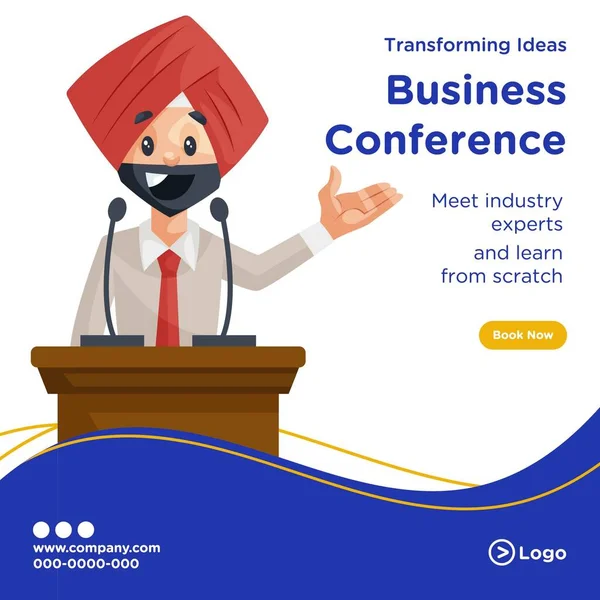 Banner Design Transforming Ideas Business Conference Industry Expert Vector Graphic — Stock Vector