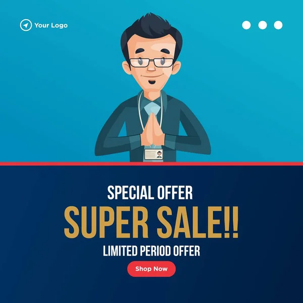 Compre Agora Para Uma Oferta Especial Design Banner Super Venda —  Vetores de Stock