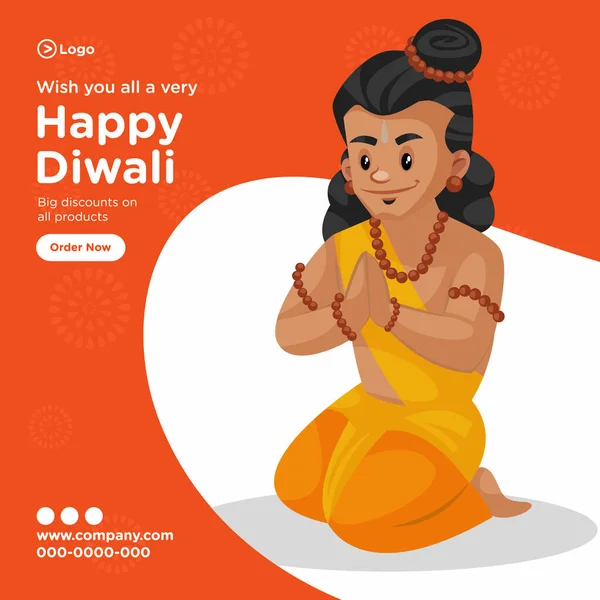 Wünschen Ihnen Allen Ein Sehr Glückliches Diwali Der Banner Design — Stockvektor