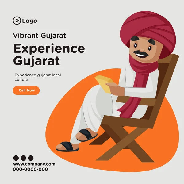 Banner Design Von Besuch Und Erfahrung Gujarat Vorlage Vektorgrafische Illustration — Stockvektor