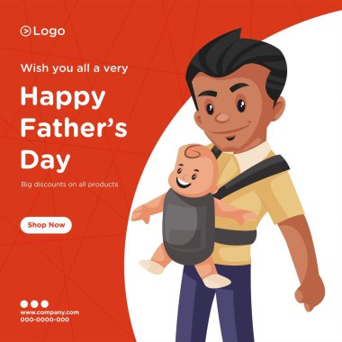 Mutlu Babalar Günü indirimli afiş tasarımı tüm ürünlerde çizgi film stili takım tabağı. Vektör grafik illüstrasyonu.