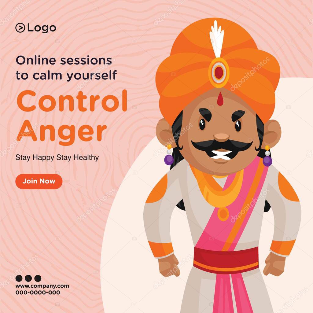 Banner design of online sessions to control anger template. Vector graphic illustration.