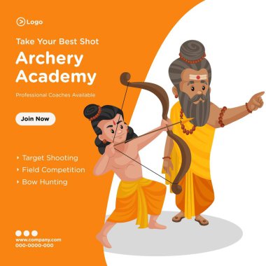 Banner design of take your best shot archery academy. Vector graphic illustration. clipart