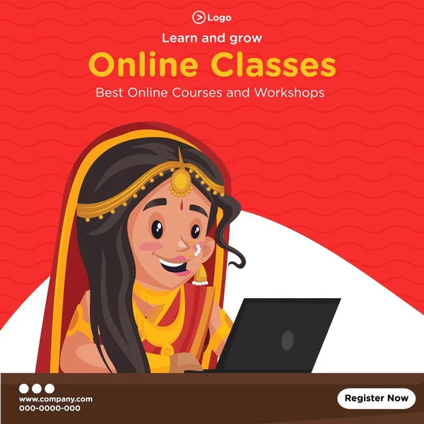 Banner Design Melhores Cursos Workshops Online Ilustração Gráfica Vetorial — Vetor de Stock