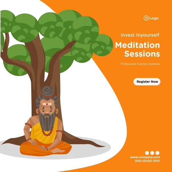 Banner Design Sessões Meditação Profissional Ilustração Gráfica Vetorial — Vetor de Stock