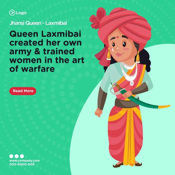Дизайн Прапора Королеви Джані Лаксмібаї Шаблон Мультфільму Векторна Графічна Ілюстрація — стоковий вектор