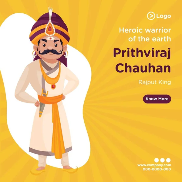 Banner Diseño Rajput Rey Prithviraj Chauhan Plantilla Ilustración Gráfica Vectorial — Archivo Imágenes Vectoriales