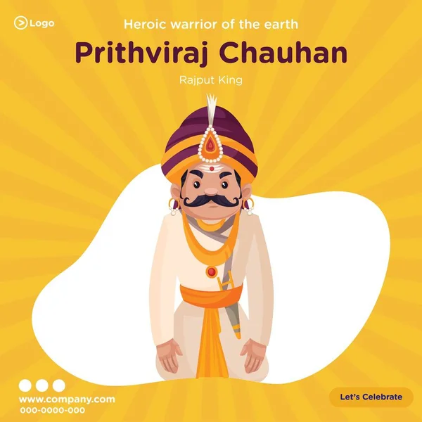 Banner Design Von Prithviraj Chauhan Rajput König Vektorgrafische Illustration — Stockvektor