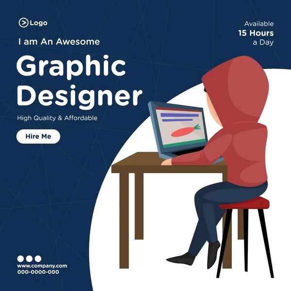 Banner Design Grafiska Designer Tecknad Stil Illustration Vektor Illustration — Stock vektor
