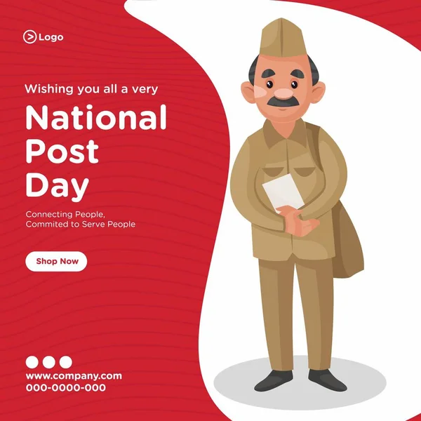 Ulusal Posta Gündüz Servisi Çizgi Film Şablonunun Pankart Tasarımı Vektör — Stok Vektör