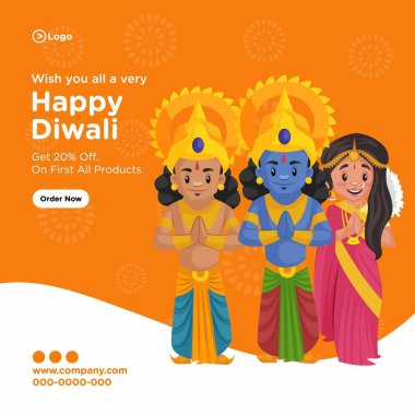 Hepinize mutlu Diwali bayrak tasarım şablonları dilerim. Vektör grafik illüstrasyonu.