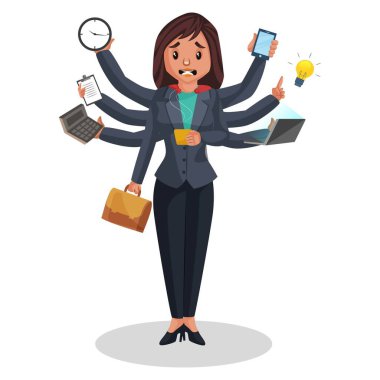 İnsan Kaynakları birden fazla elle birden fazla iş yapıyor. Vektör grafik çizimi. Beyaz arka planda tek başına.