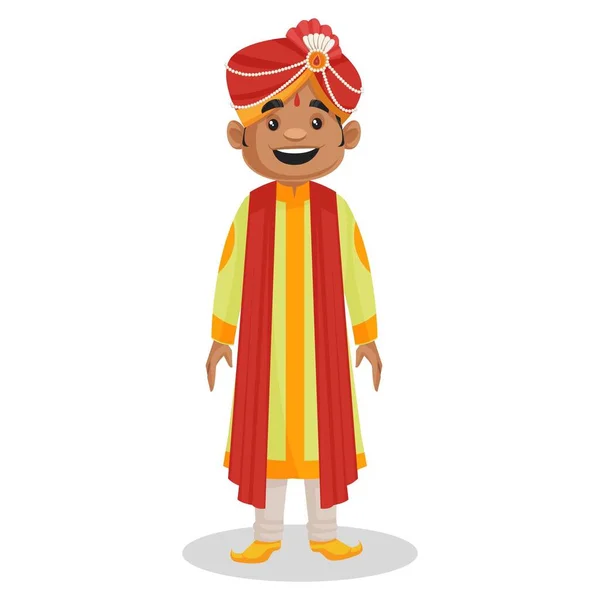 Indian Groom Laughing Vector Graphic Illustration Individually White Background — Stock Vector