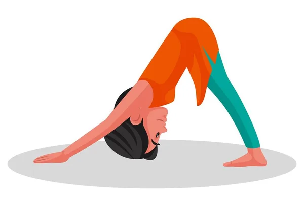 Chica India Está Haciendo Una Pose Yoga Con Delfines Ilustración — Archivo Imágenes Vectoriales