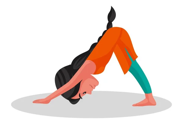 India Chica Está Haciendo Delfín Catur Svanasana Yoga Pose Ilustración — Archivo Imágenes Vectoriales