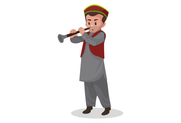 Kashmiri Mannen Spelar Klarinett Vektor Grafisk Illustration Individuellt Vit Bakgrund — Stock vektor