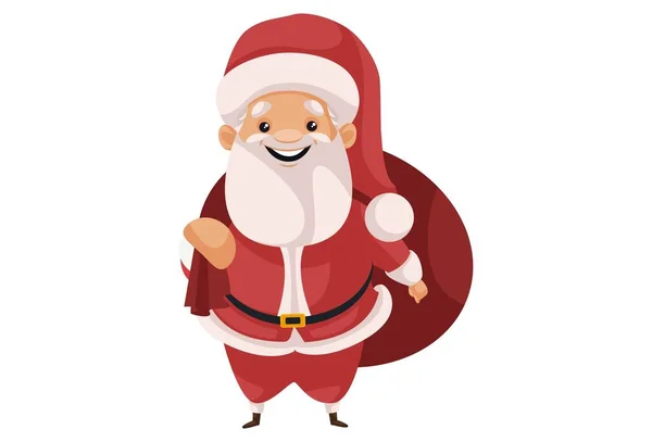 Santa Claus Sostiene Una Bolsa Regalo Hombro Ilustración Gráfica Vectorial — Vector de stock