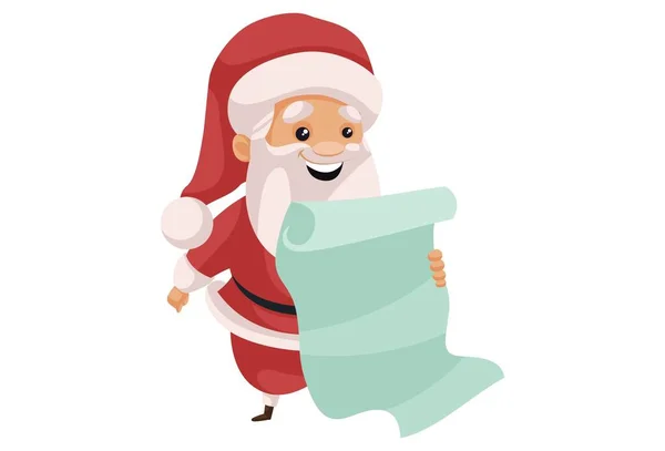 Santa Claus Holding Wishing List Hand Vector Graphic Illustration Individually — Stock Vector