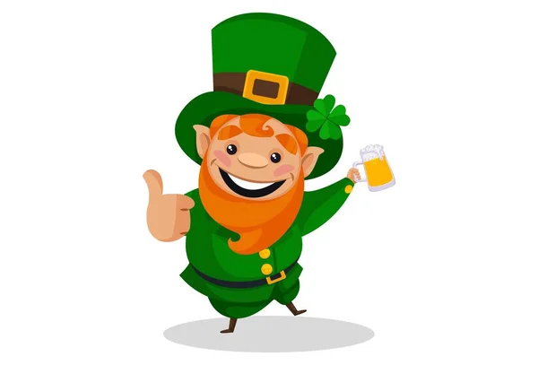 Saint Patrick Holding Beer Cup Hand Vector Graphic Illustration Individually — Stock Vector