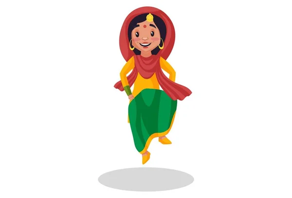 印度女人在跳矢量图解 单独地在白色背景下 — 图库矢量图片