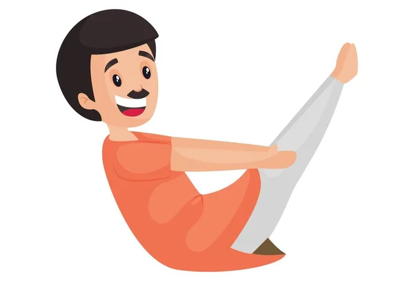 Glücklicher Mann Macht Paripurna Navasana Yoga Posen Vektorgrafische Illustration Individuell — Stockvektor