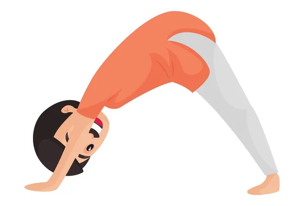 Happy Man Doet Naar Beneden Gerichte Hond Yoga Poses Vector — Stockvector