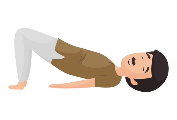 Uomo Felice Sta Facendo Matsyasana Yoga Pose Illustrazione Grafica Vettoriale — Vettoriale Stock