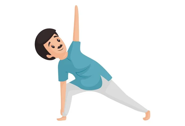 Man Doing Trikonasana Yoga Poses Vector Graphic Illustration Individually White — Stock Vector