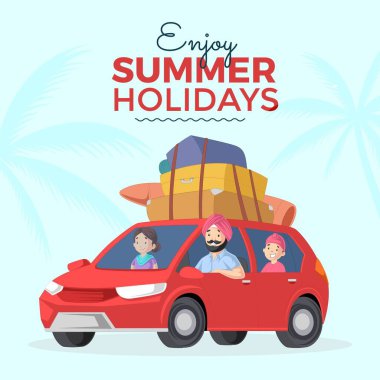 Yaz tatili afiş tasarım şablonunun tadını çıkar. Vektör grafik illüstrasyonu.