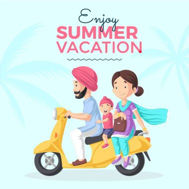 Yaz tatili afiş tasarım şablonunun tadını çıkar. Vektör grafik illüstrasyonu.