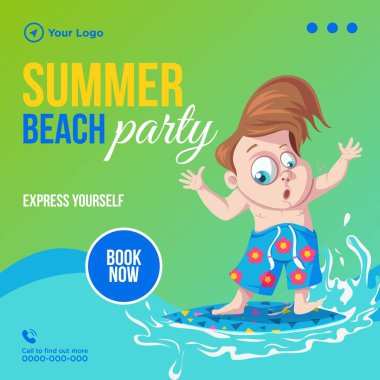 Yaz plajı parti afişi tasarım şablonu. Vektör grafik illüstrasyonu.
