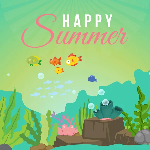 Happy Summer Banner Design Template Vector Graphic Illustration — Stock Vector