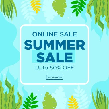 Çevrimiçi satış afişi tasarım şablonu. Vektör grafik illüstrasyonu.