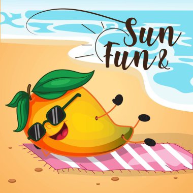 Summer sale banner design with mango. Vector graphic illustration.