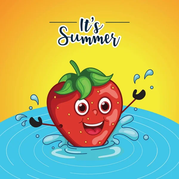 Summer Sale Banner Design Strawberry Vector Graphic Illustration — Wektor stockowy