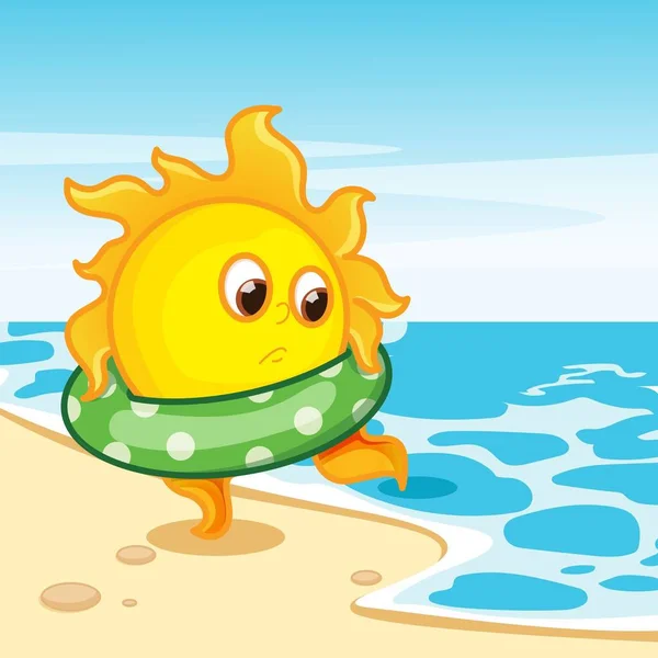 Summer Banner Design Sun Enjoying Ocean Water Vector Graphic Illustration — Vettoriale Stock