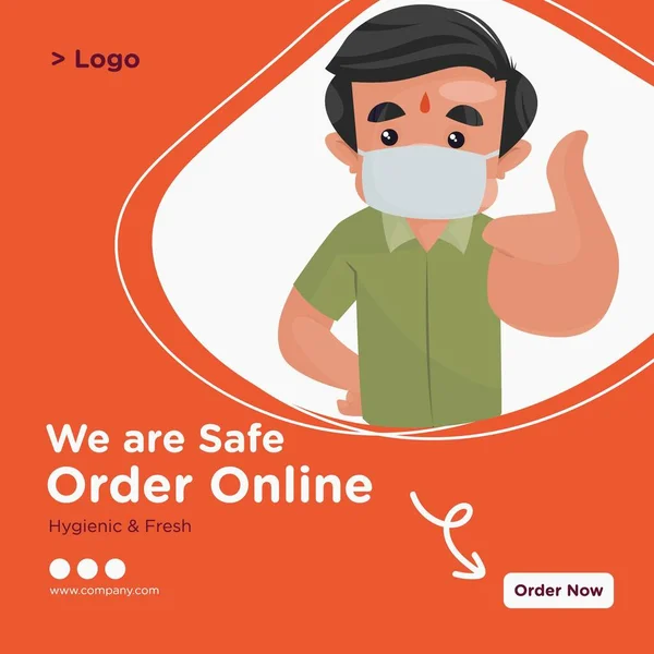 Banner Design Säker Beställning Online Mall Vektor Grafisk Illustration — Stock vektor